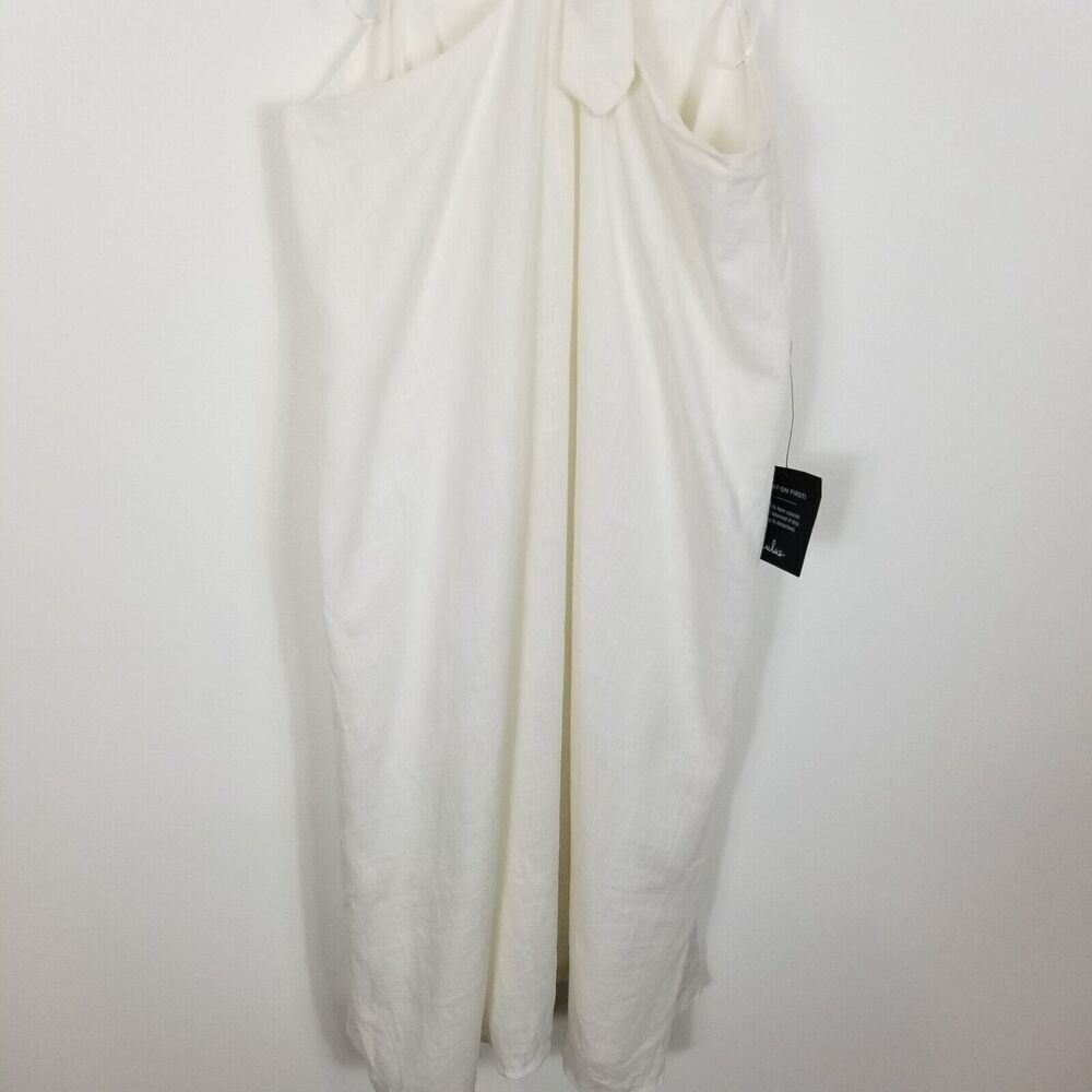 Lulu's Women Stun All Summer White Linen Cutout Tie-Front Midi Dress Size XL‎ - Picture 3 of 10